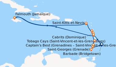 Itinéraire de la croisière Barbade (Bridgetown), Captain’s Best (Grenadi...
