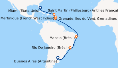 Carte de l'itinéraire de la croisière
