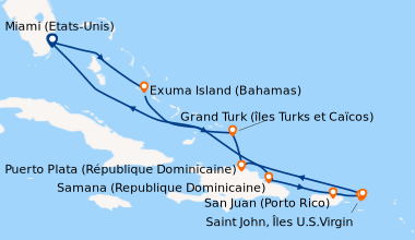 Itinéraire de la croisière Miami (Etats-Unis), En mer, En mer, Samana (R...