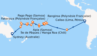 Itinéraire de la croisière Callao (Lima, Pérou), En mer, En mer, En mer,...