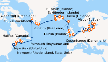 Itinéraire de la croisière Copenhague (Danemark), Visby (Suède), Stockho...
