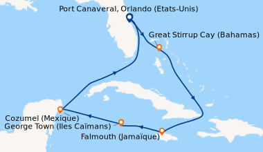 Itinéraire de la croisière Port Canaveral, Orlando (Etats-Unis), Great S...