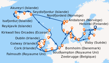 Itinéraire de la croisière Helsinki (Finlande), Tallinn (Estonie), Stock...