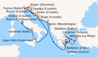 Itinéraire de la croisière Rome (Civitavecchia), Sorrente (Italie), Lipa...