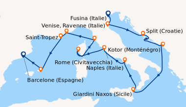 Itinéraire de la croisière Fusina (Italie), Venise, Ravenne (Italie), Sp...