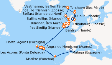 Itinéraire de la croisière Malaga (Espagne), En mer, En mer, Madère (Fun...