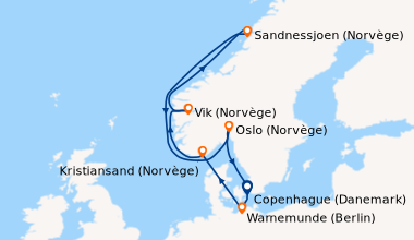 Itinéraire de la croisière Copenhague (Danemark), Warnemunde (Berlin), E...