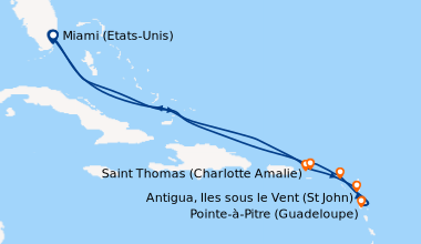 Itinéraire de la croisière Miami (Etats-Unis), En mer, En mer, Saint Tho...