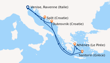 Itinéraire de la croisière Venise, Ravenne (Italie), Dubrovnik (Croatie)...