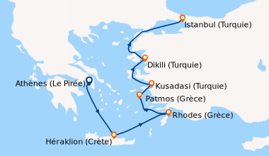 Itinéraire de la croisière Trésors antiques de Méditerranée