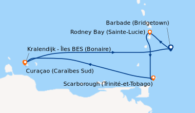 Itinéraire de la croisière Barbade (Bridgetown), Rodney Bay (Sainte-Luci...