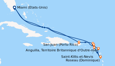 Itinéraire de la croisière Miami (Etats-Unis), En mer, En mer, San Juan ...