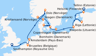 Itinéraire de la croisière Southampton (Royaume Uni) , Bruxelles (Belgiq...