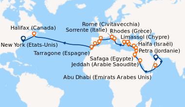 Itinéraire de la croisière Abu Dhabi (Emirats Arabes Unis), En mer, En m...