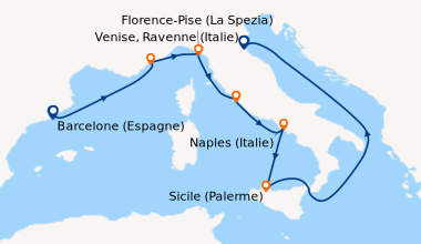 Itinéraire de la croisière Barcelone (Espagne), Villefranche (Côte d\'Az...