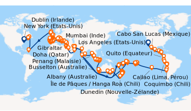 Itinéraire de la croisière Los Angeles (Etats-Unis), En mer, En mer, Cab...