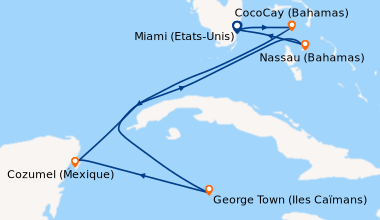 Itinéraire de la croisière Miami (Etats-Unis), CocoCay (Bahamas), En mer...
