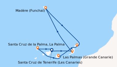 Itinéraire de la croisière Soleil au Cœur de l’Atlantique