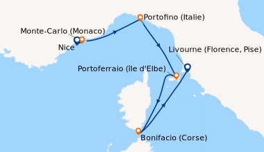 Itinéraire de la croisière Escapade méditerranéenne au Printemps