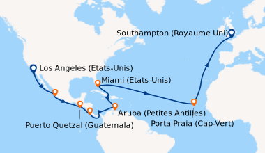 Itinéraire de la croisière Los Angeles (Etats-Unis), En mer, En mer, Pue...