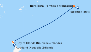 Itinéraire de la croisière Papeete (Tahiti), Bora Bora (Polynésie França...