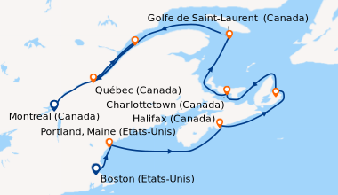 Itinéraire de la croisière Boston (Etats-Unis), Portland, Maine (Etats-U...