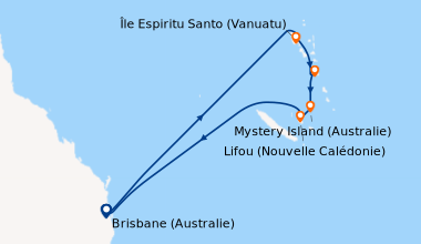 Itinéraire de la croisière Brisbane (Australie), En mer, En mer, Île Esp...