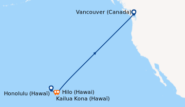 Itinéraire de la croisière Honolulu (Hawaï), Kailua Kona (Hawaï), Hilo (...