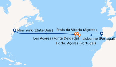 Itinéraire de la croisière Lisbonne (Portugal), En mer, En mer, Les Açor...