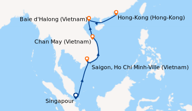 Itinéraire de la croisière Singapour, En mer, Saigon, Ho Chi Minh-Ville ...