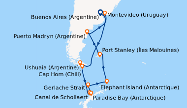 Itinéraire de la croisière Buenos Aires (Argentine), En mer, En mer, En ...