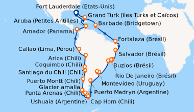 Itinéraire de la croisière Fort Lauderdale (Etats-Unis), En mer, Grand T...