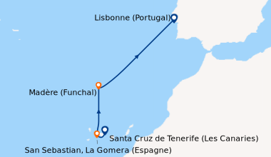 Itinéraire de la croisière Santa Cruz de Tenerife (Les Canaries), San Se...