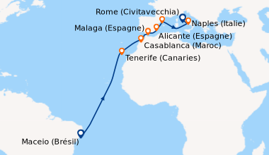 Itinéraire de la croisière Maceio (Brésil), En mer, En mer, En mer, En m...