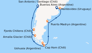Itinéraire de la croisière San Antonio / Santiago (Chili), En mer, Darwi...