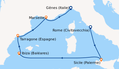 Itinéraire de la croisière Rome (Civitavecchia), Sicile (Palerme), En me...