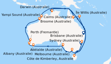Itinéraire de la croisière Sydney (Australie), Newcastle (Australie), En...