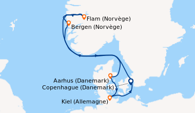 Itinéraire de la croisière FJORDS MAJESTUEUX, NATURE SANS LIMITES