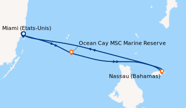 Itinéraire de la croisière Miami (Etats-Unis), Ocean Cay MSC Marine Rese...