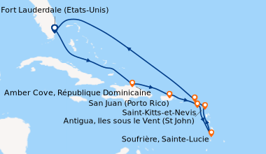 Itinéraire de la croisière Fort Lauderdale (Etats-Unis), En mer, Amber C...