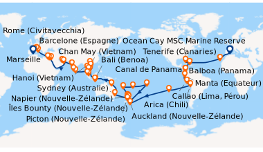 Itinéraire de la croisière Barcelone (Espagne), En mer, En mer, Tenerife...