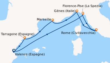 Itinéraire de la croisière Valence (Espagne), En mer, Florence-Pise (La ...