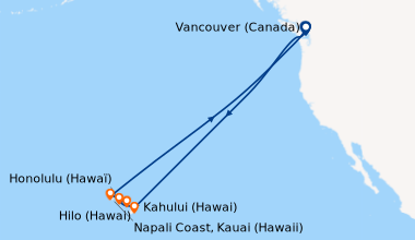 Itinéraire de la croisière Vancouver (Canada), En mer, En mer, En mer, E...