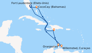 Itinéraire de la croisière Fort Lauderdale (Etats-Unis), CocoCay (Bahama...