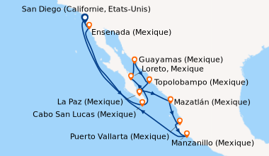 Itinéraire de la croisière San Diego (Californie, Etats-Unis), En mer, C...