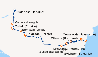 Itinéraire de la croisière Le Danube et la péninsule balkanique - De Bucarest à Budapest (OBD_PP)
