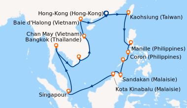 Itinéraire de la croisière Hong-Kong (Hong-Kong), En mer, Kaohsiung (Tai...