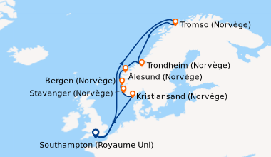 Itinéraire de la croisière Southampton (Royaume Uni), En mer, En mer, En...