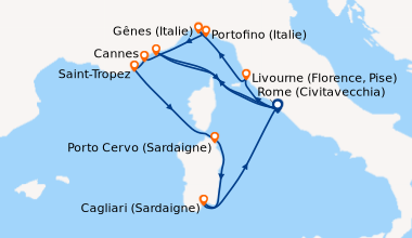 Itinéraire de la croisière Rome (Civitavecchia), Livourne (Florence, Pis...