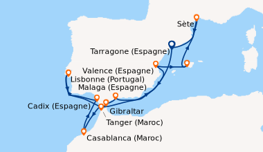 Itinéraire de la croisière Tarragone (Espagne), Tarragone (Espagne), Mal...